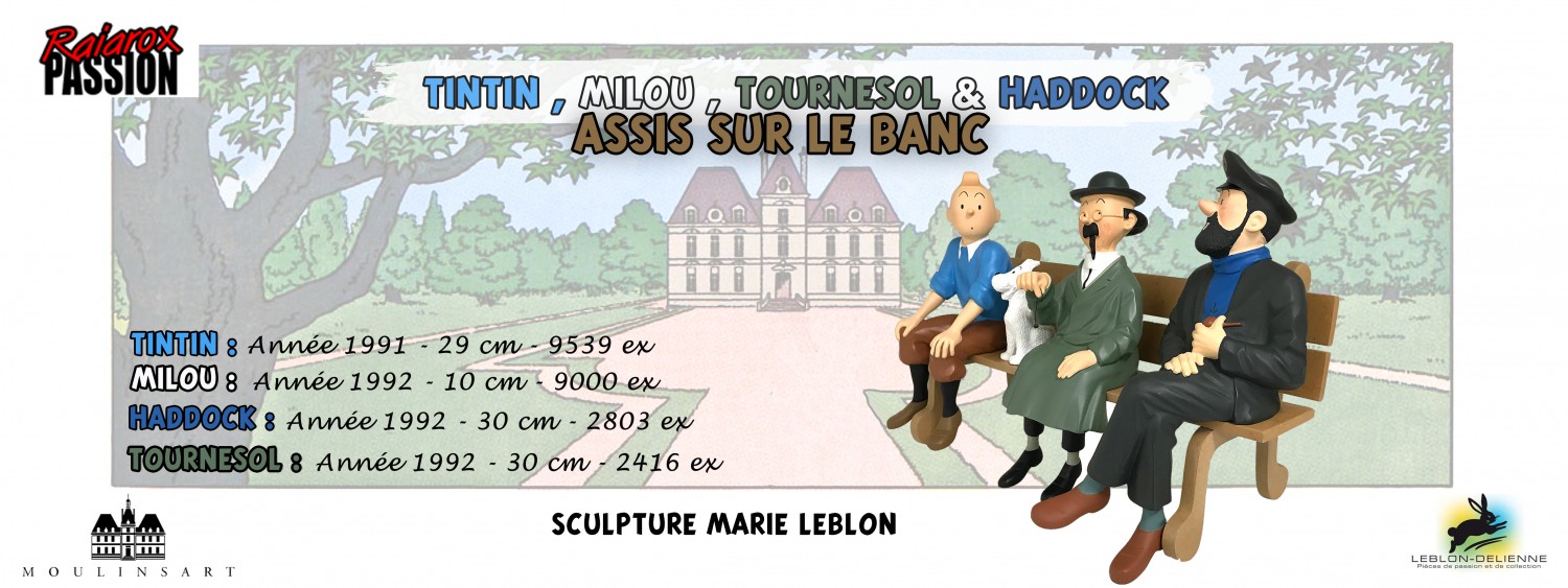 Tintin , Tournesol & Haddock Assis - Statuettes résine 30 cm