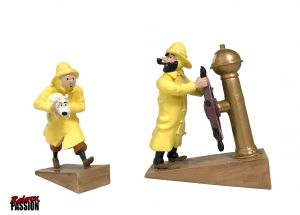 Tintin ciré & Haddock à la barre - Figurines métal 9 cm