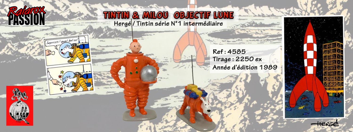 Tintin & Milou "Objectif lune" - Statuette métal