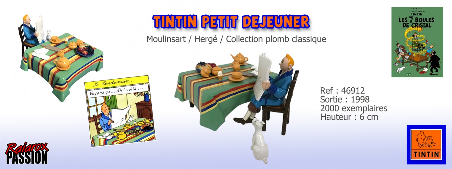 Tintin Petit Déjeuner  - statuettes métal 6 cm - Moulinsart