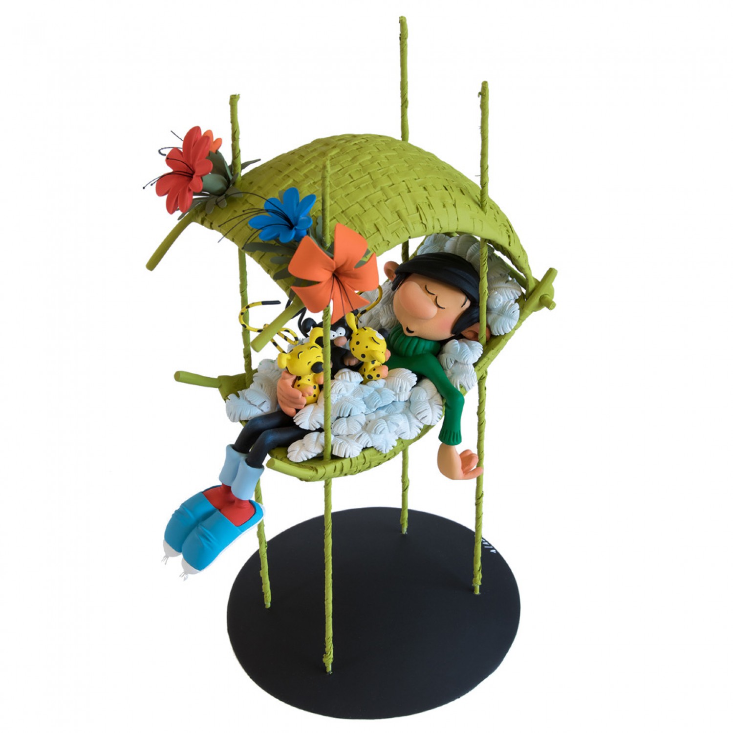 Gaston dans le nid des bébés Marsupilami - Fariboles - statuette résine 31 cm