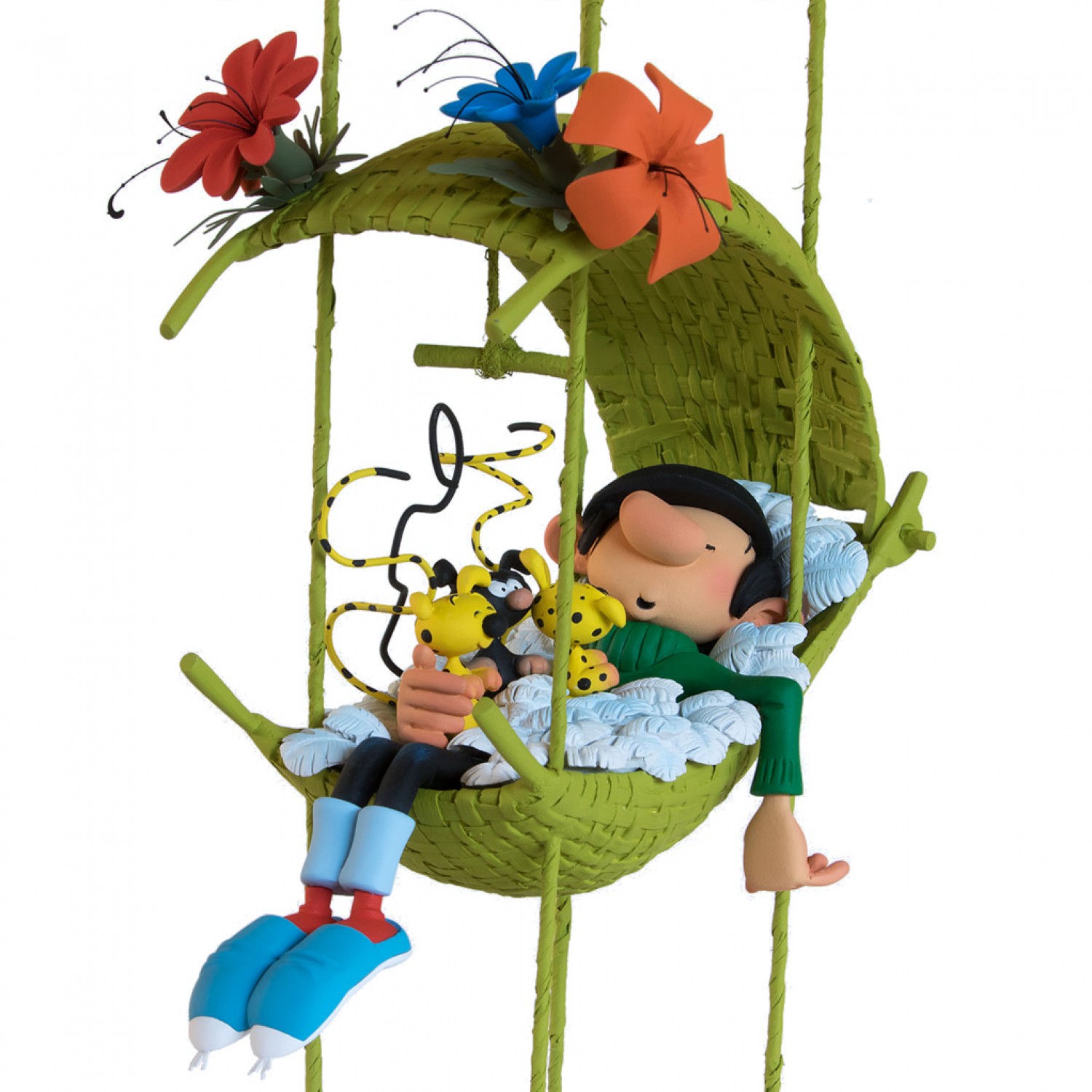 Gaston dans le nid des bébés Marsupilami - Fariboles - statuette résine 31 cm
