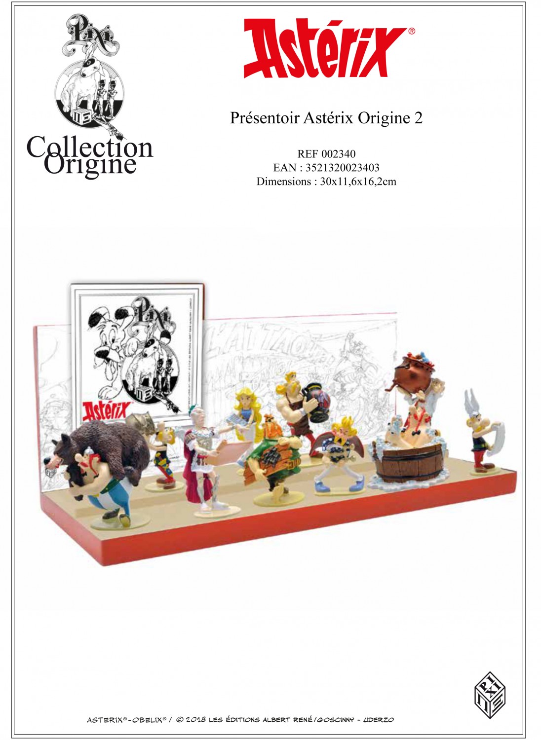 ASTERIX: COLLECTION ORIGINE  2 - ENSEMBLE DE 10 FIGURINES PIXI + PRÉSENTOIR