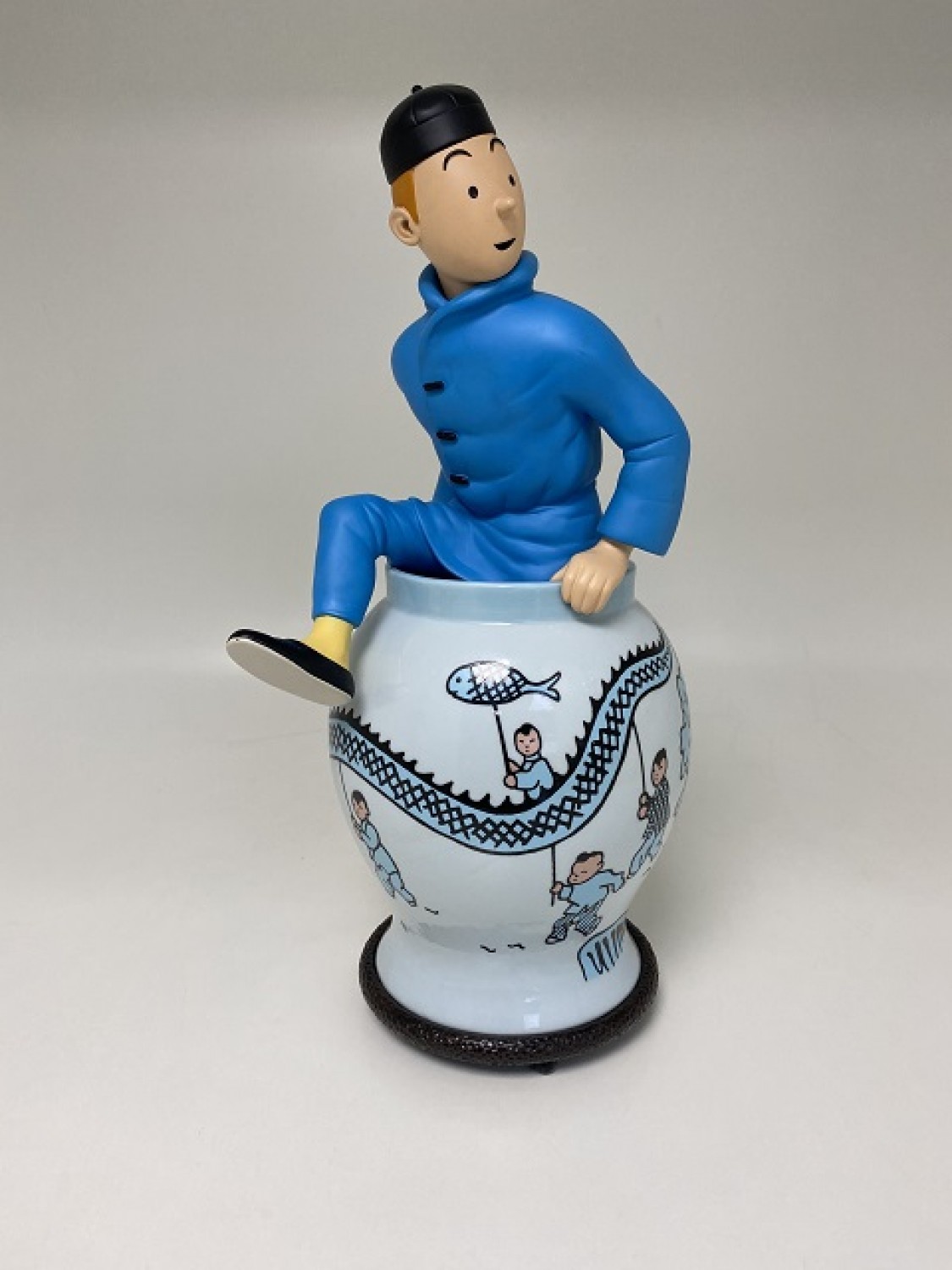 Tintin sortant de la potiche